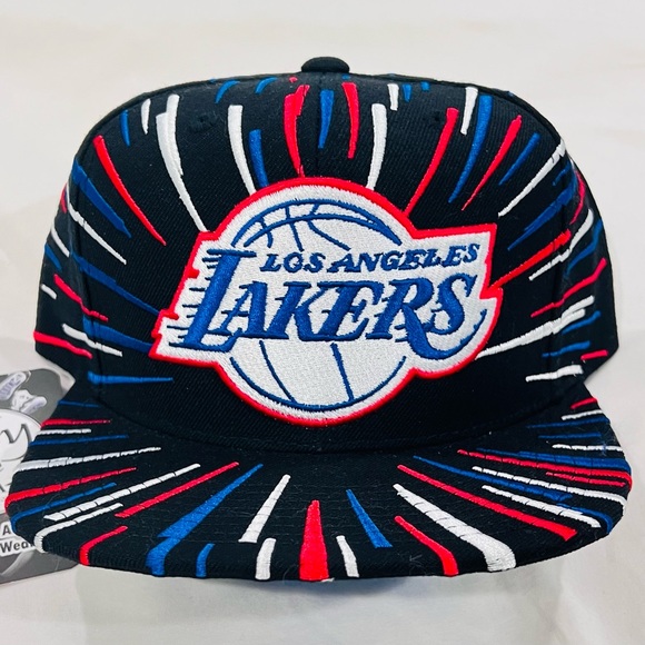 Mitchell & Ness Other - Mitchell & Ness Los Angeles Lakers Black Lines All Over Adjustable Snapback Rare